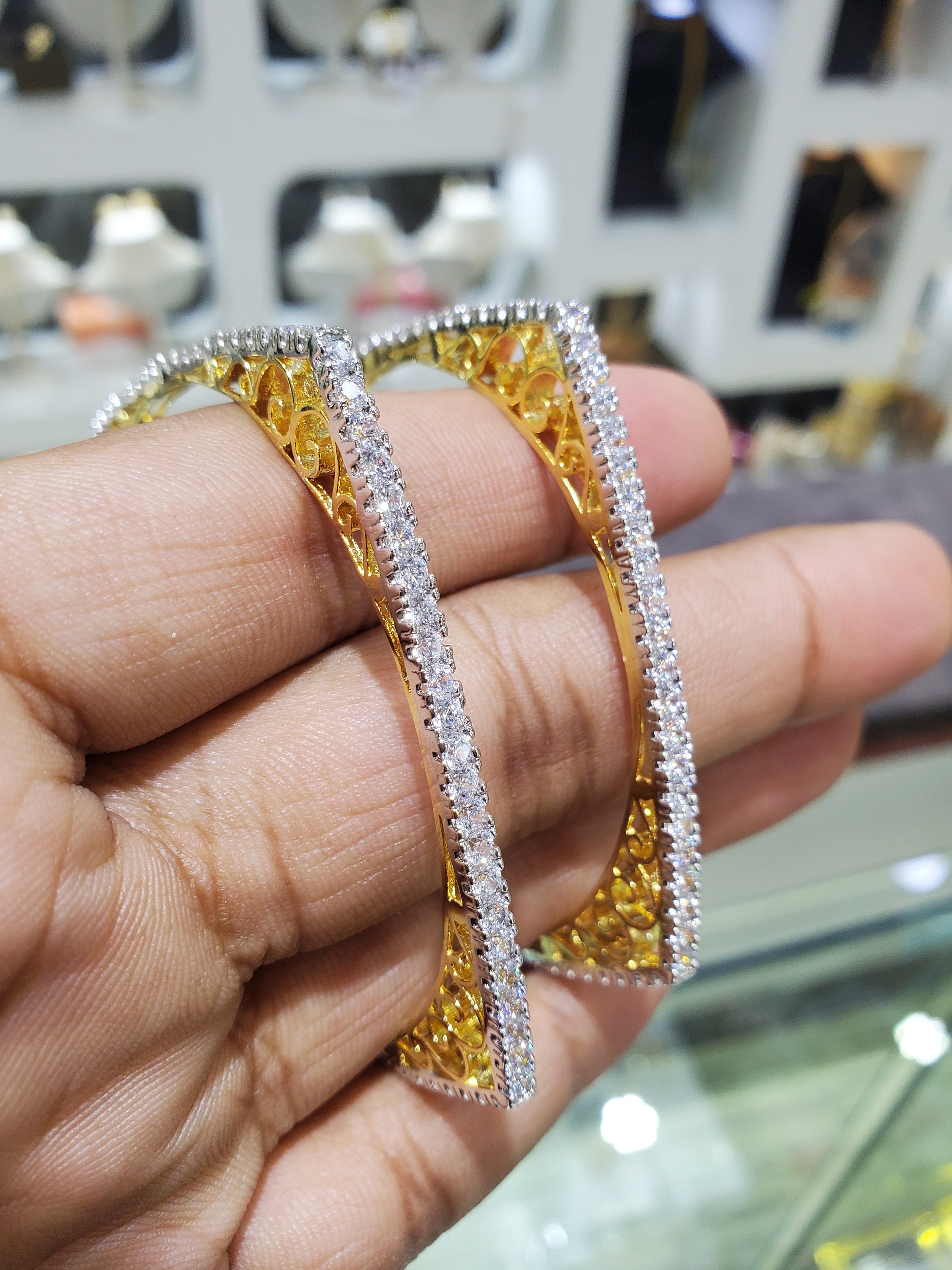 Square shape cheap gold bangles