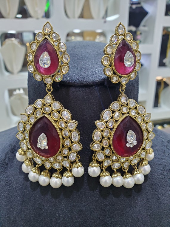 Buy Kundan Polki Jadau Silver Chandbali Earrings ,sabyasachi Jewelry,kundan  Earrings,polki Earrings Kundan Earrings, Gold Jadau Chandbali Online in  India - Etsy