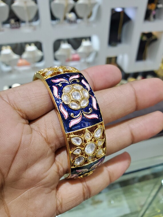 Buy Pink Kundan Bracelet/tayani Bangle/openable Pachi Kundan Gold Bracelet/indian  Bracelet/pakistani Bracelet Online in India - Etsy