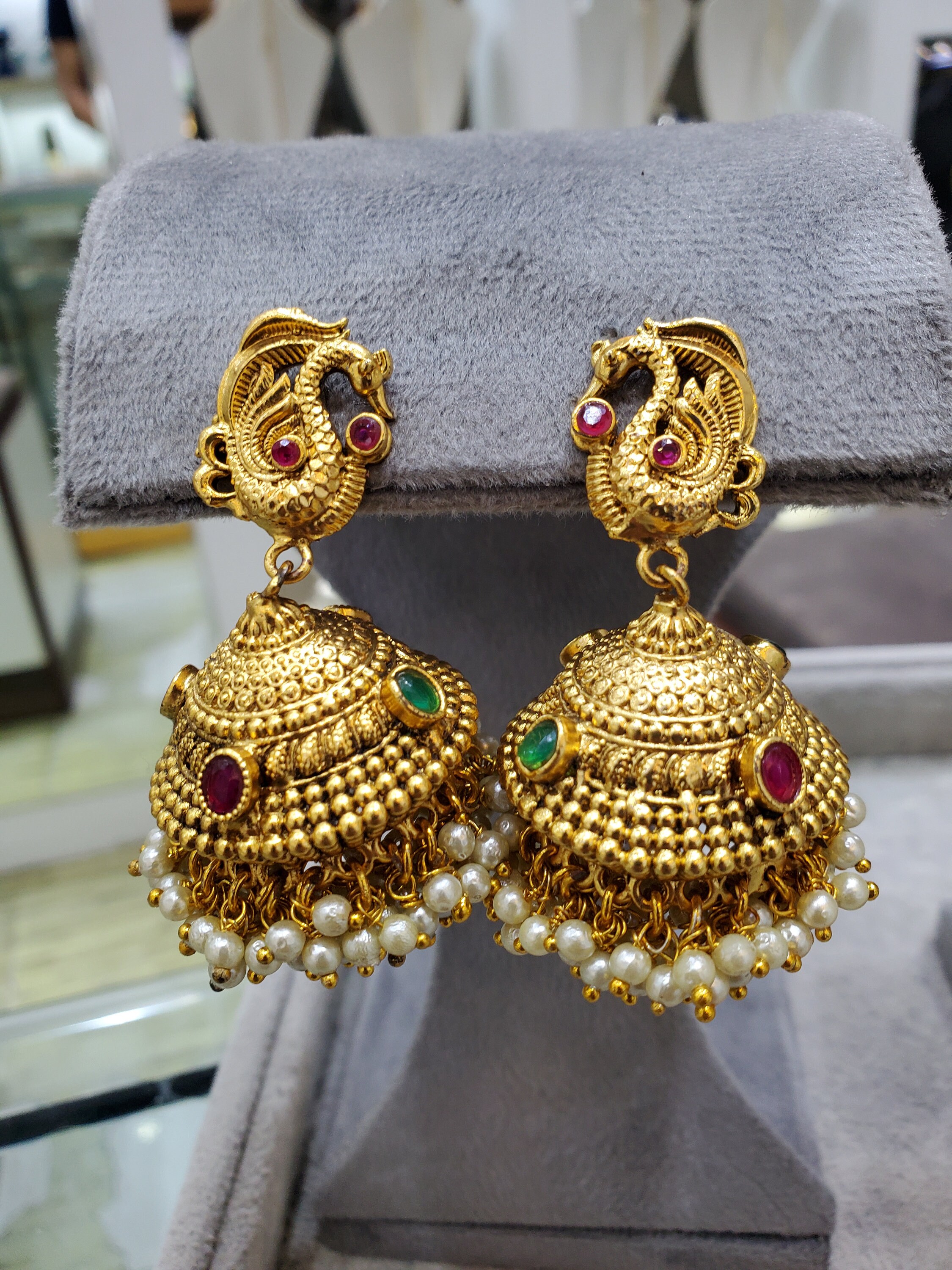 Gold Jhumka Temple Jewelry temple Earrings temple Jhumka south