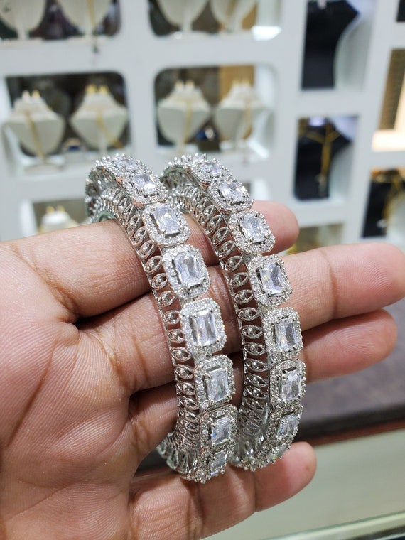 Emerald cut diamond clearance bangle
