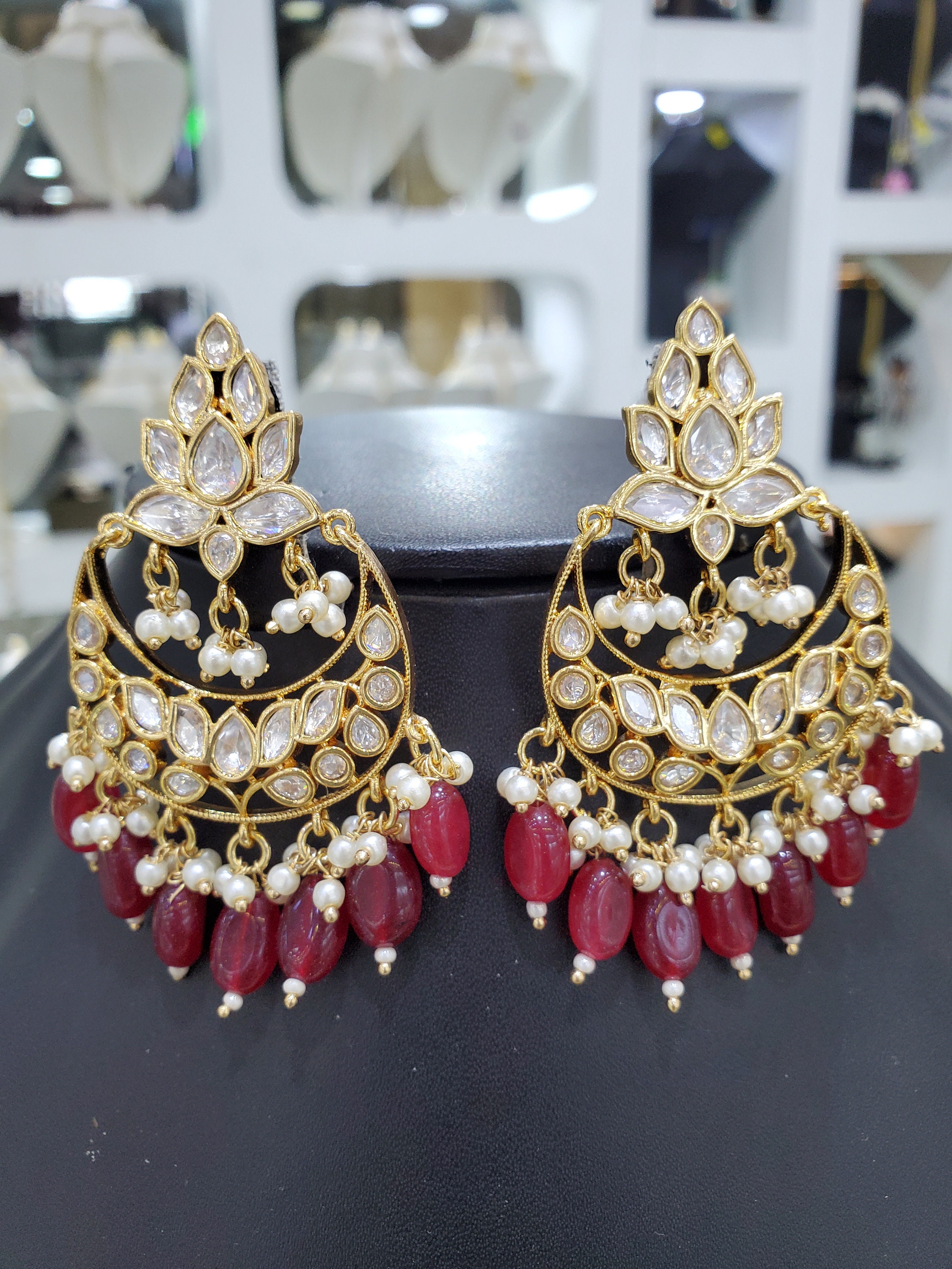 Buy Karatcart Silver Black Meena Kundan Chand Bali Earrings Online At Best  Price @ Tata CLiQ