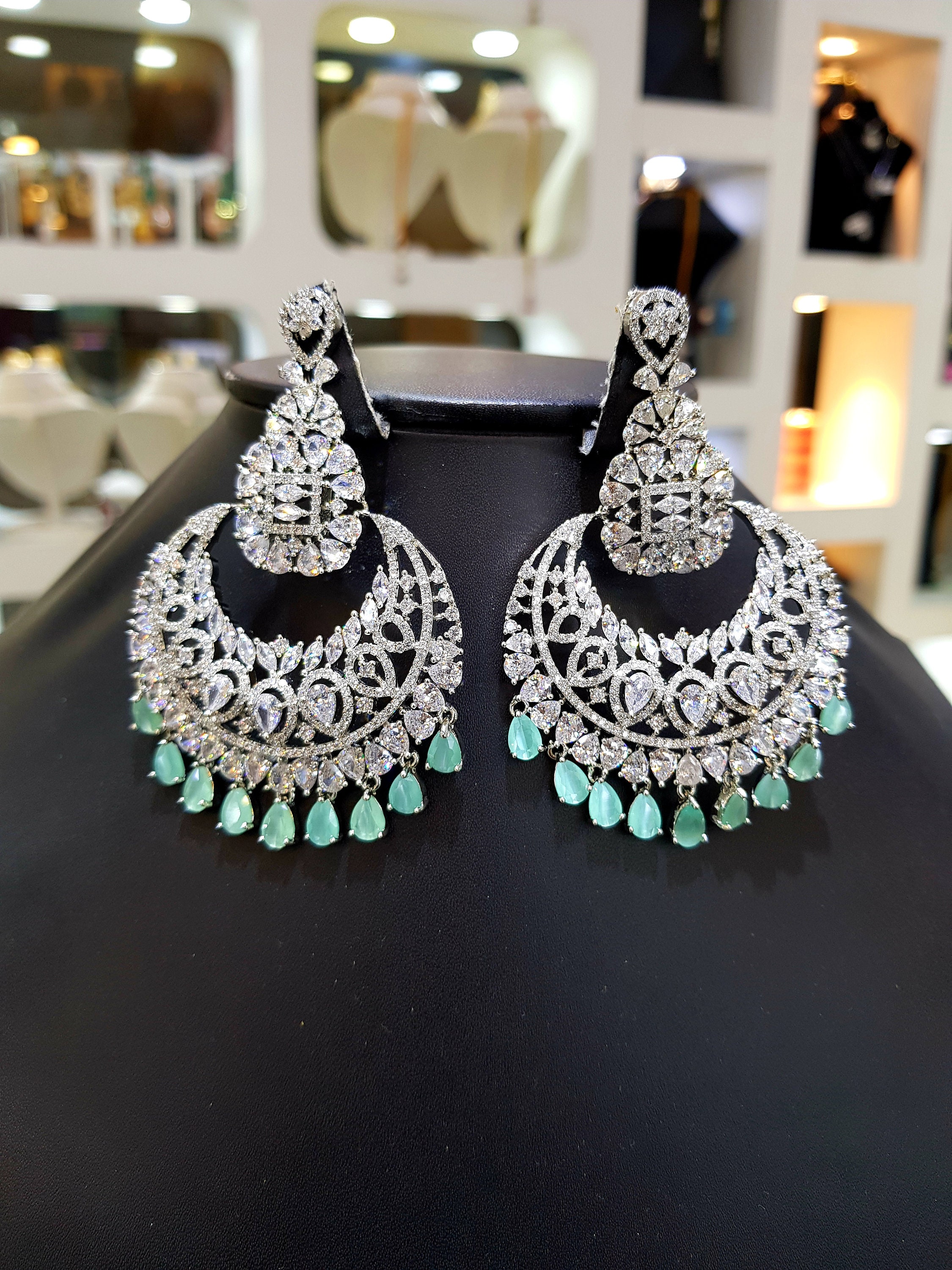 Nyla Designer Crystal Party Stud Earrings – AryaFashions