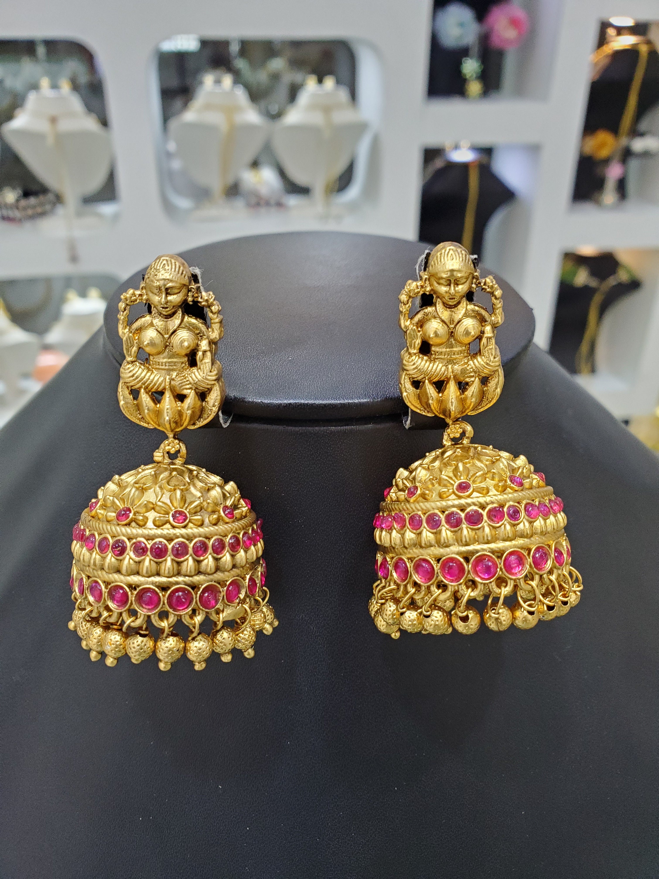 Incomprehensible Temple Gold Plated Jhumka - Mata Payals Exclusive Silver  Jewellery