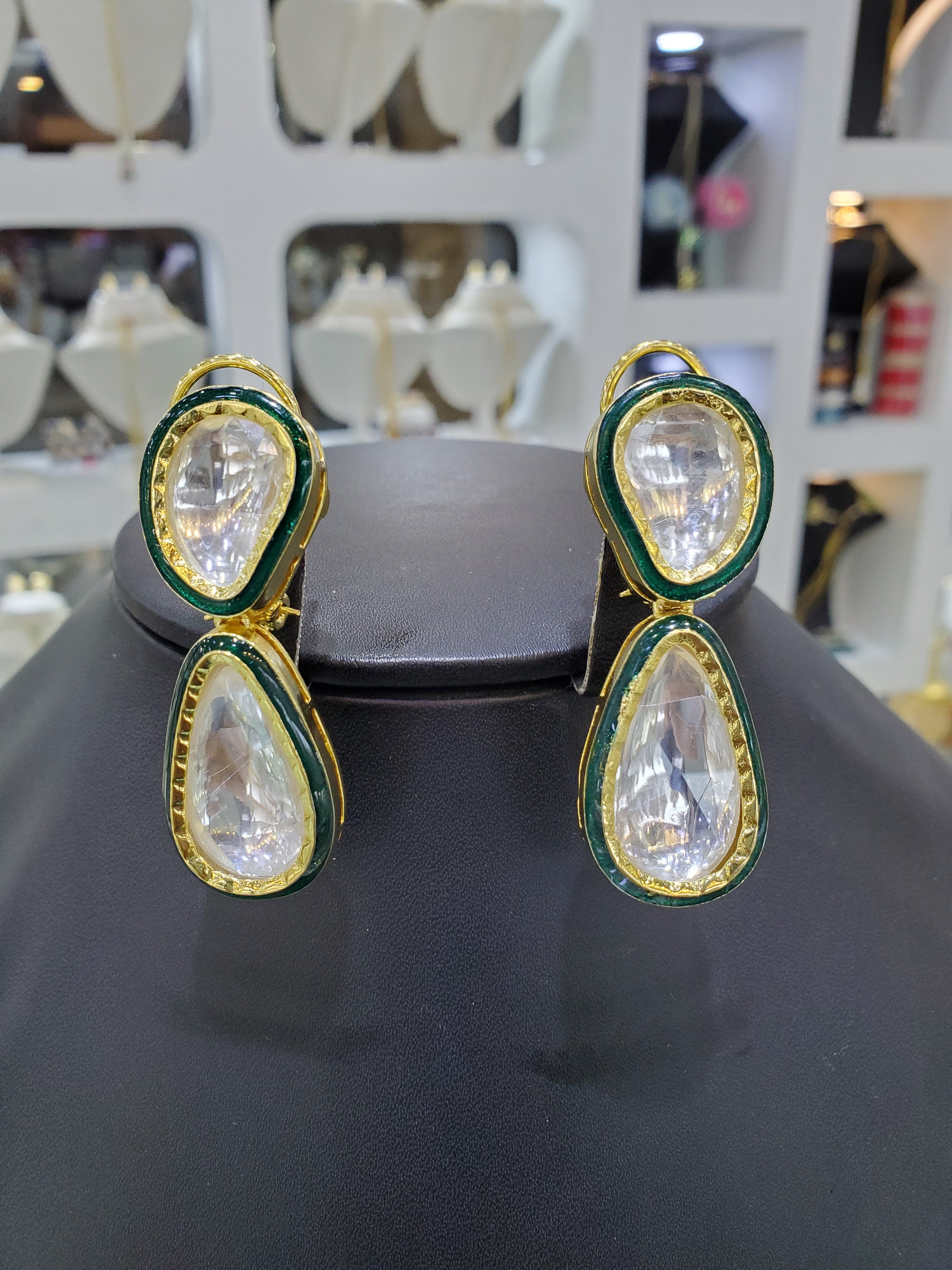Big polki earrings clearance