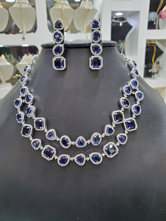 Silver Brass Ad Cz Necklace Set-5984, Size: Free at Rs 600/set in Mumbai