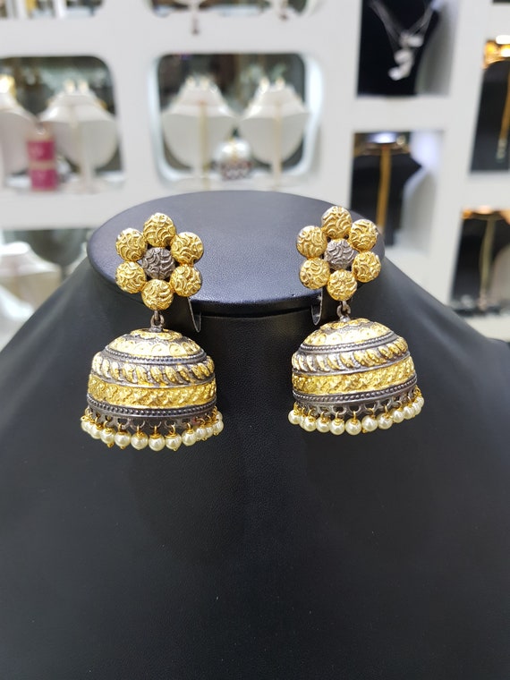Flower jhumka earrings deals