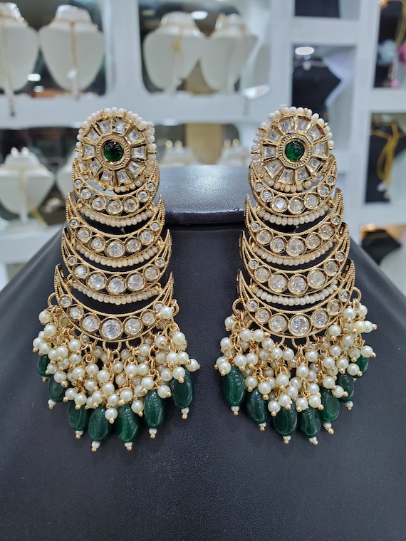 Buy Kundan Earrings/polki/ Kundan Chandbali/ Indian Earrings/ Pearl Earrings  /pakistani Earrings / Bollywood Earrings /kundan Jewelry Online in India -  Etsy