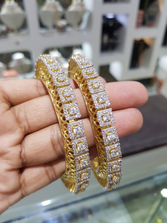 Classy Solitaire Cut Stones Bangles diamond Jewelry Indian