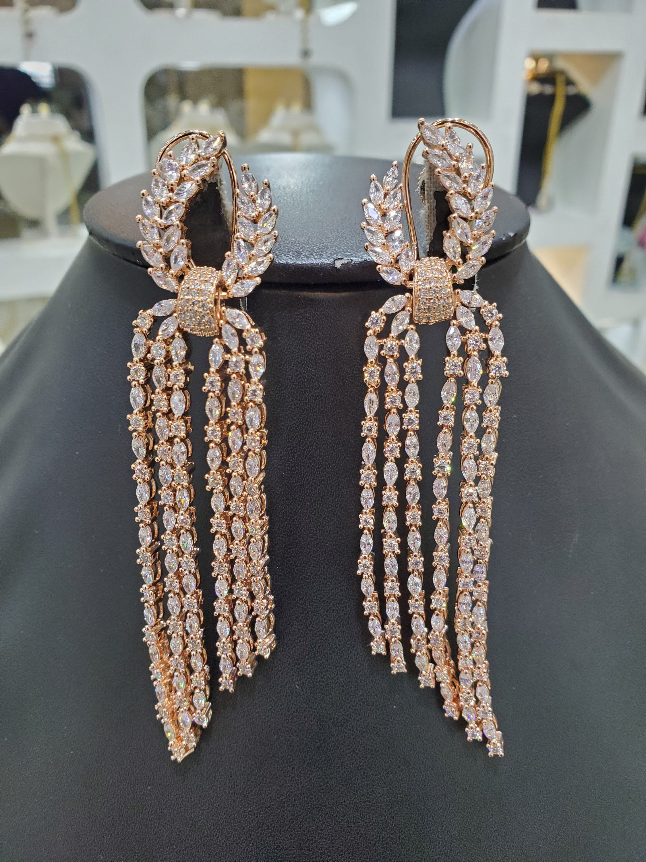 Celine Rose Gold Jhoomar Jhumka EARRING Set Indian Bridal