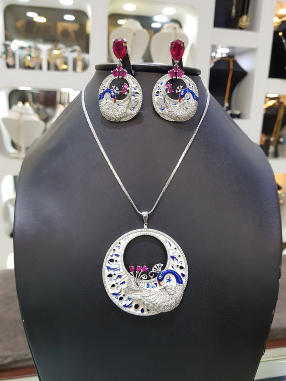 Premium Quality Kemp Multi Stones,With Pearls,Flower Design,Jumka Earrings  Pendant Set By Online