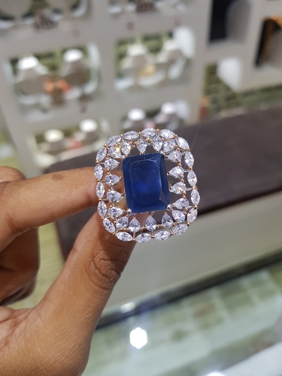 Buy Priyaasi Green Flower American Diamond Cocktail Ring Online At Best  Price @ Tata CLiQ