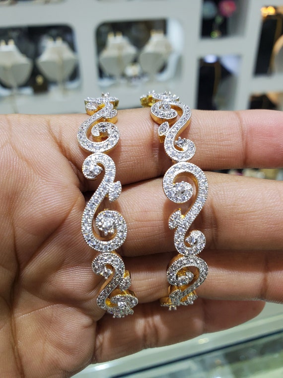 Micro Cz Stones Silver Plated Bangles diamond Jewelry indian