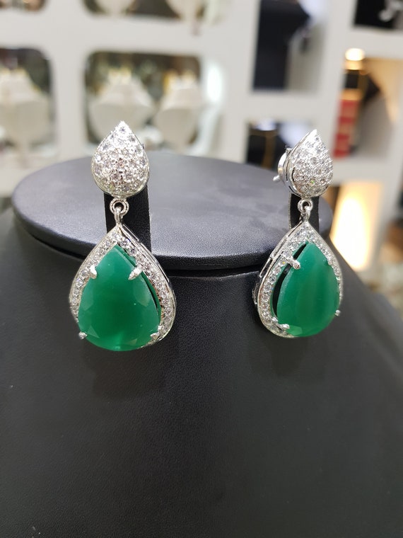 Green shop diamond earrings