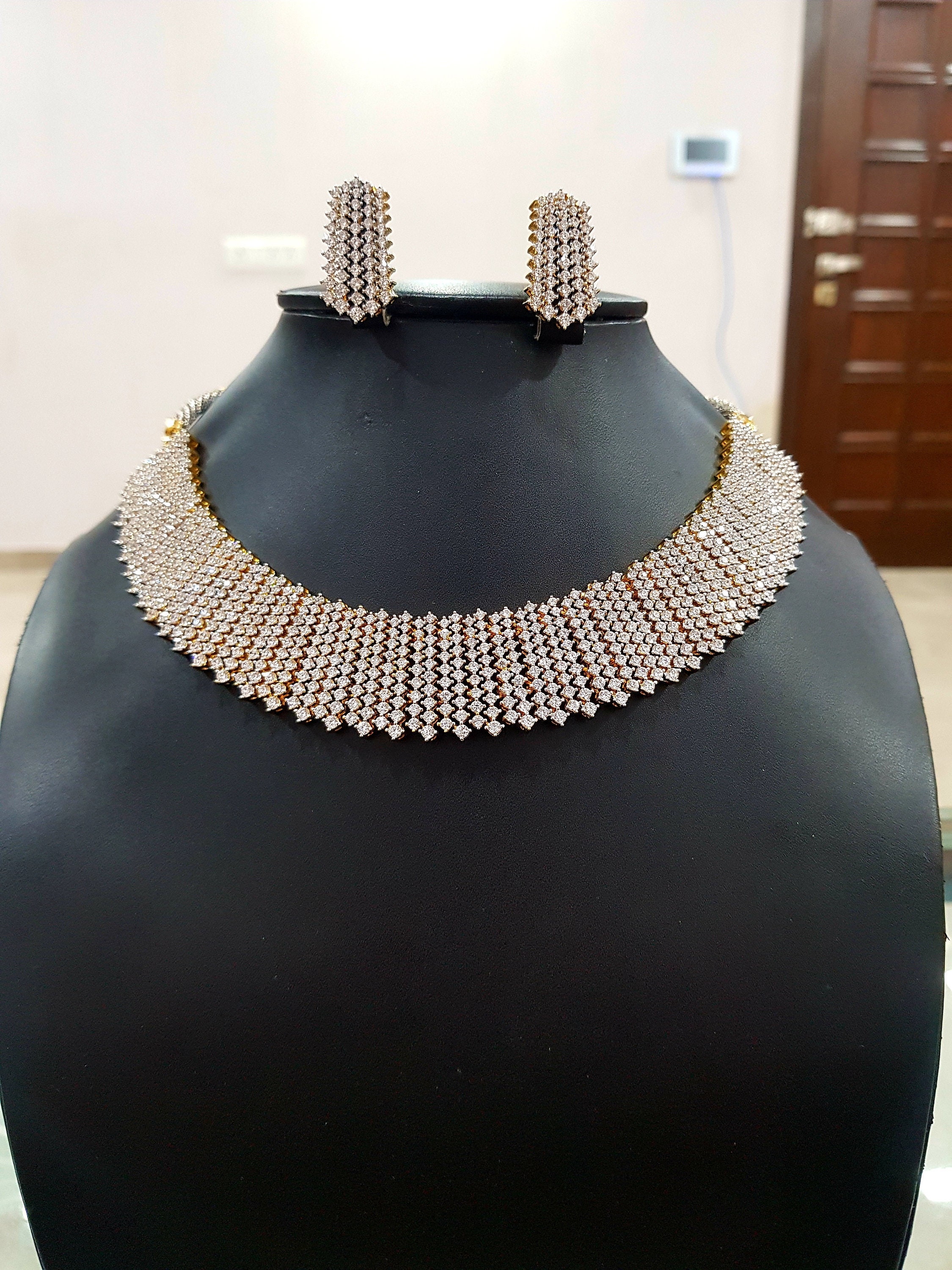 Exclusive CZ White Gold Choker NecklaceCubic Zirconia Etsy