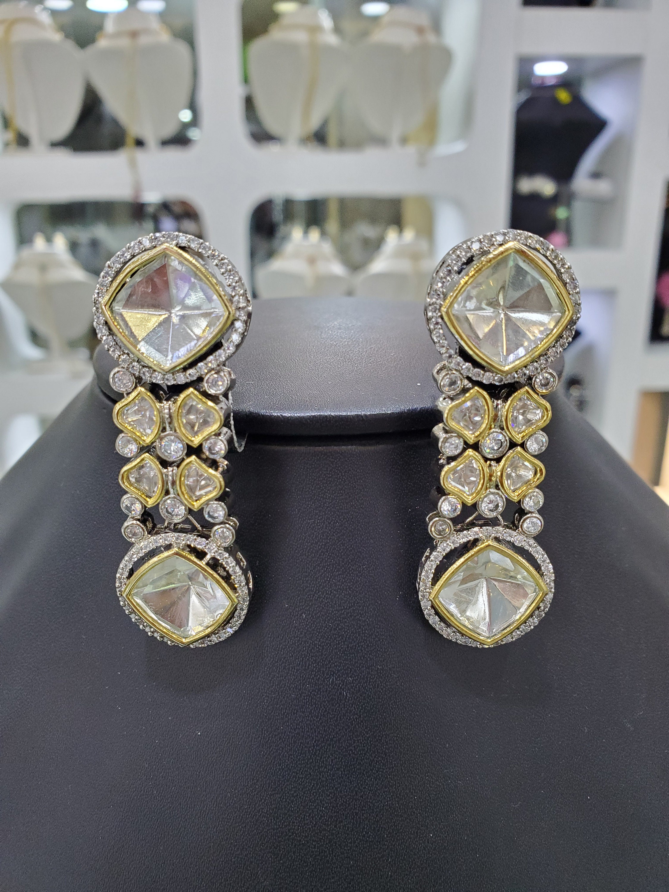 Big single deals stone earrings