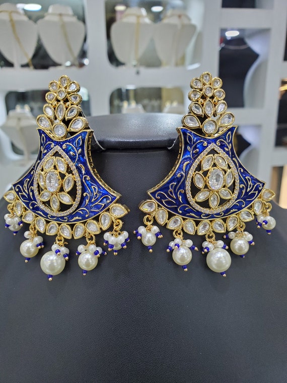 Kundan Polki Jadau Silver Pearl Drops Jhumka Earrings,sabyasachi Jewelry,kundan  Earrings,polki Earrings,jadau Jhumka,kundan Jewelry, Bridal - Etsy | Sabyasachi  jewellery, Big earrings, Pakistani bridal jewelry