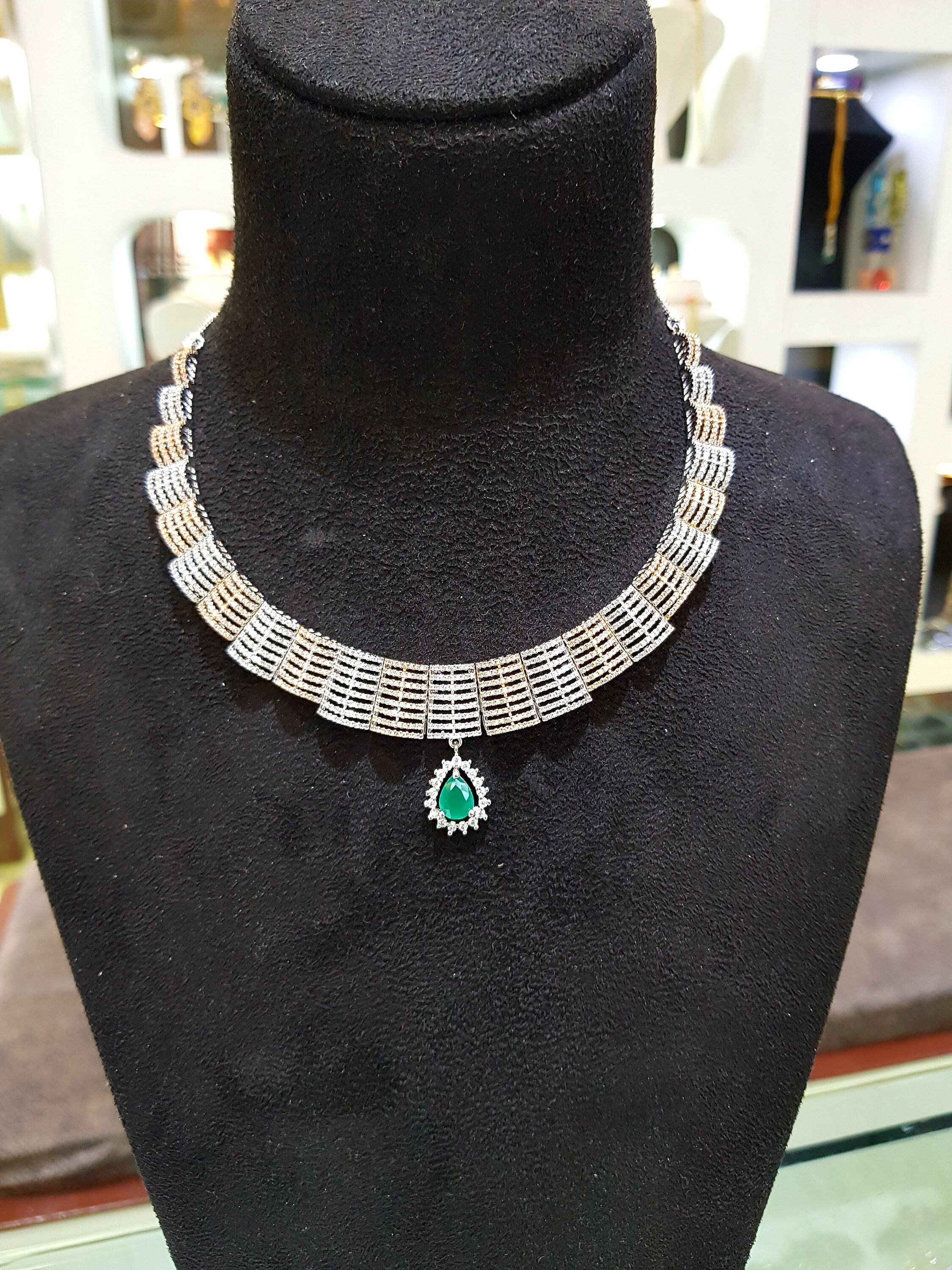 Emerald Cz Choker Necklacecubic Zirconia Emerald Etsy
