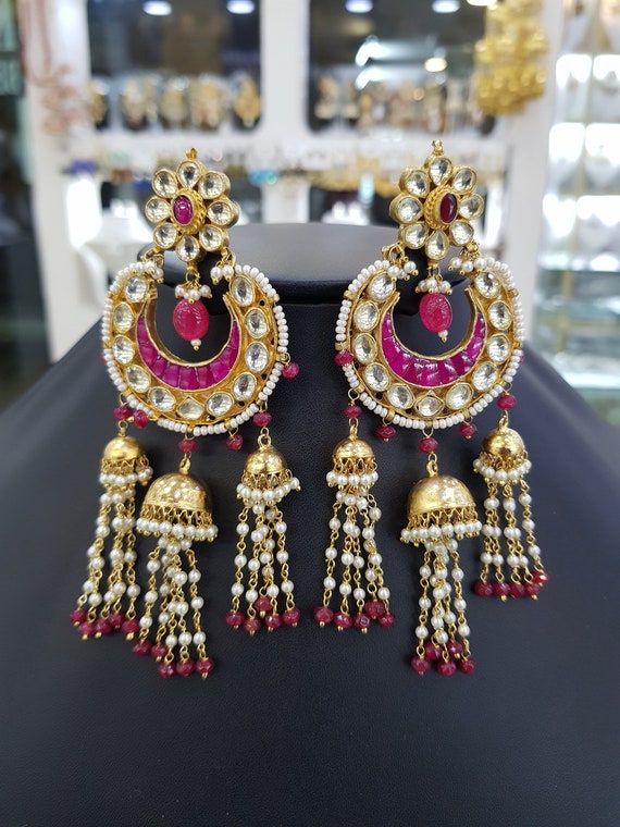 Buy Kundan Earrings, Kundan Chandbali, Kundan Jewelry, South Indian  Jewelry, Pink Fashion Earring, Bollywood Bridal Jewelry, Multicolor Earrings  Online in India - Etsy