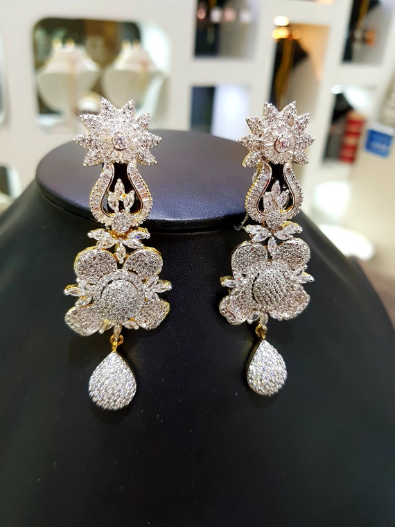 Buy Priyaasi Silver American Diamond Earrings for Women | Stylish & Trendy  | Leaf-Inspired Design | Rhodium-Plated | Brass Metal | Elegant Western  Earrings for Party & Festivals | Push Back Closure at Amazon.in