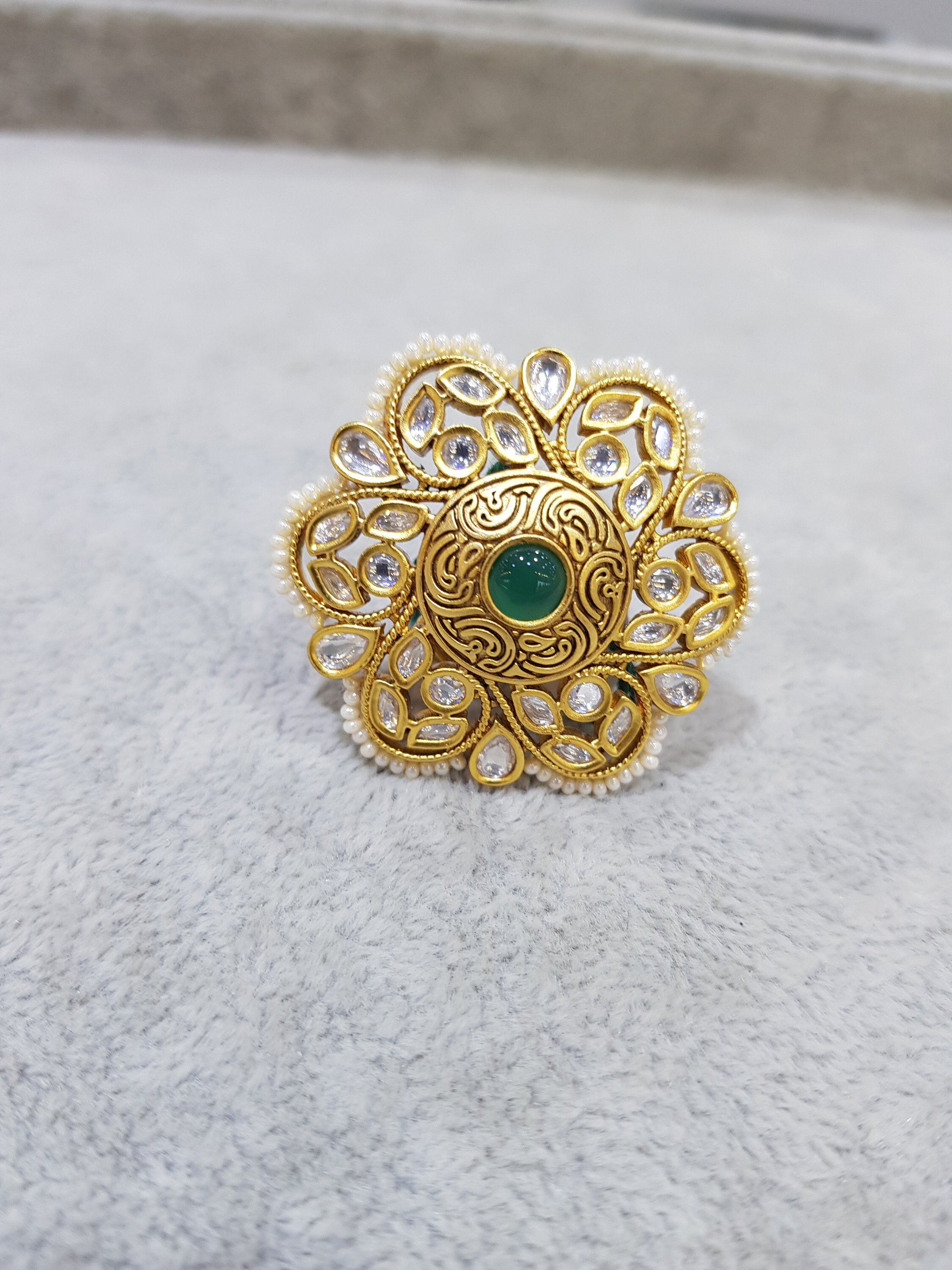 Engagement/Shadi/Sagai Ceremony Decorative thali Ring holder Shagun Plate  Gold Wood Decorative Platter (Gold)