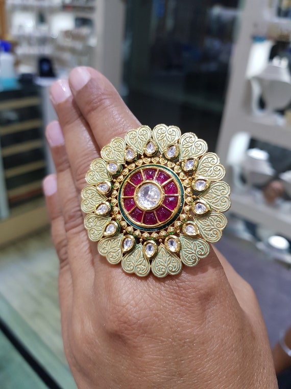 Adjustable Kundan Ring – Forever Jewels India
