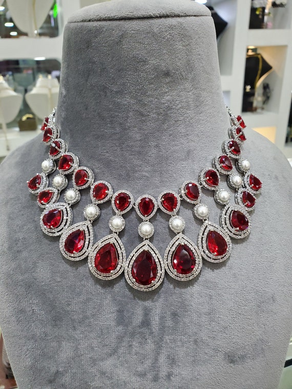 Cz sale ruby necklace