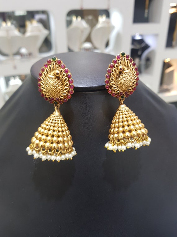 22K Gold Jhumkas | 22K Gold Jhumka Earrings ( 22Kt Gold Fancy Earrings ) |  Gold bangles design, Gold bride jewelry, Gold jewelry earrings