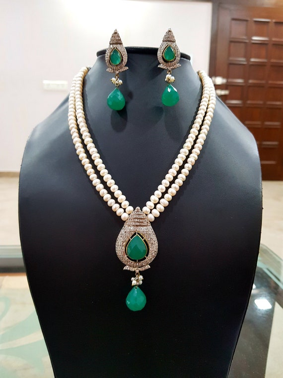 Emerald Green Vintage Victorian Necklace/ Victorian Cz | Etsy