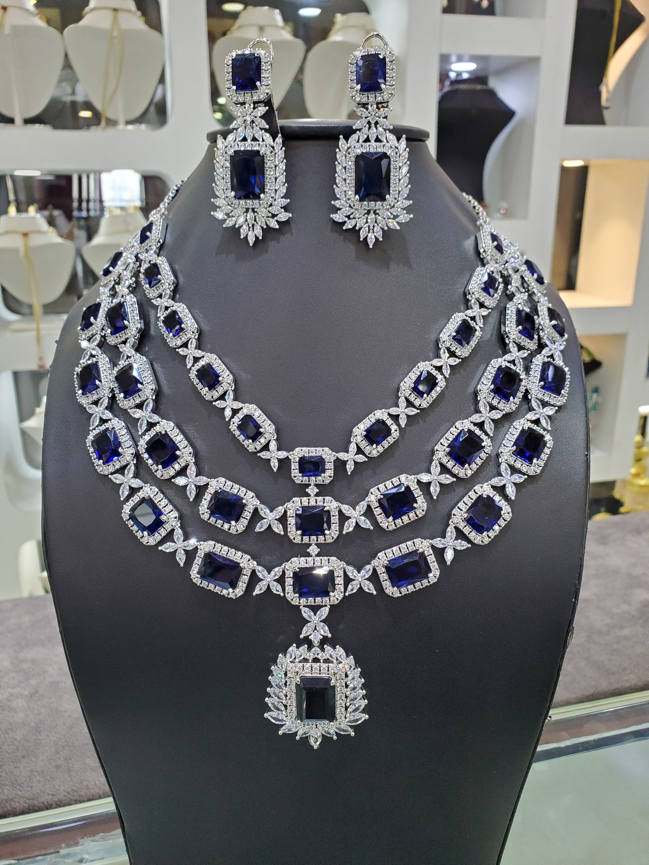 Deco Emerald Cut Sapphire Diamond Pendant | Berlinger Jewelry