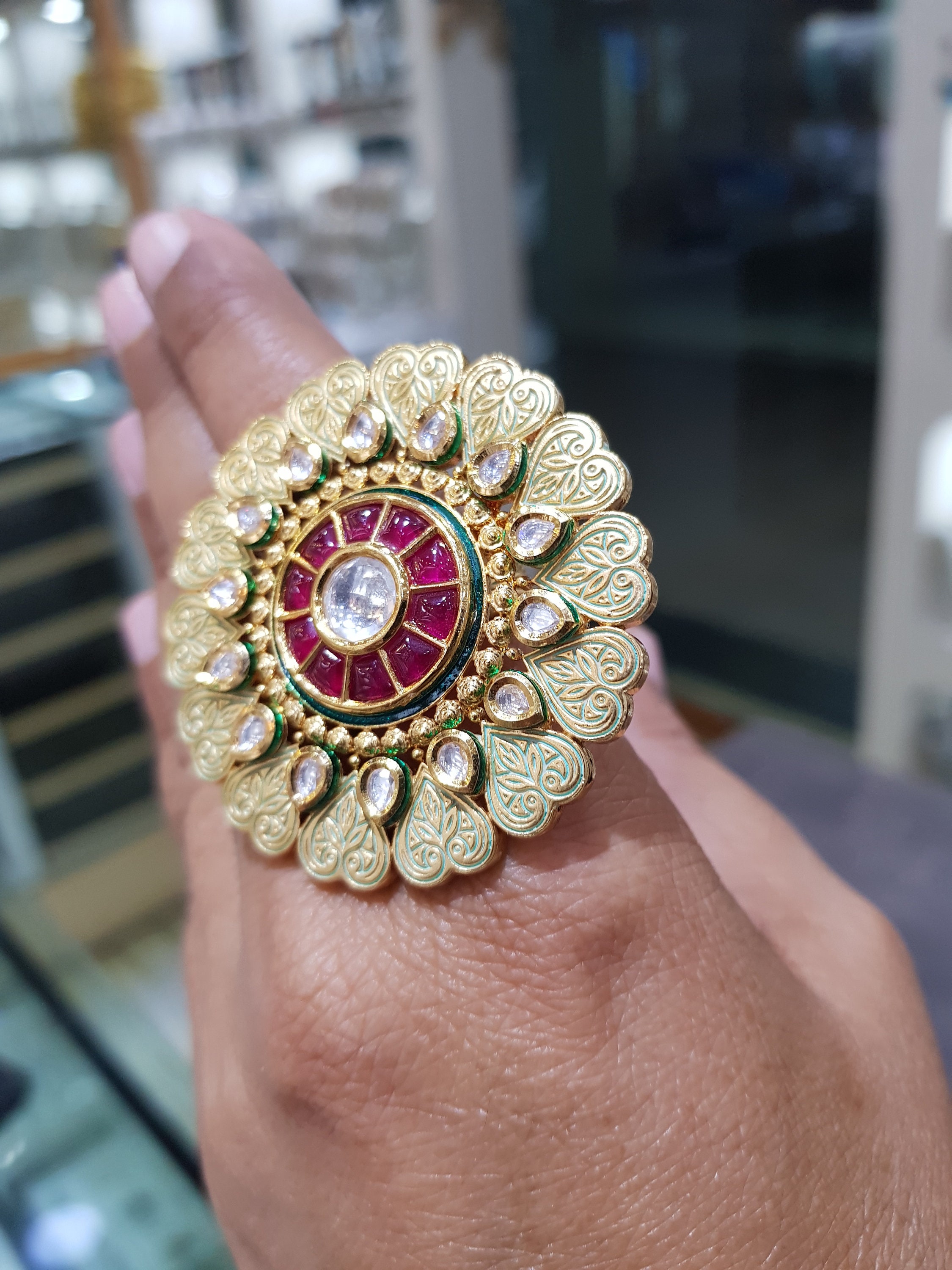 SAMA BIG PEARL KUNDAN RING – zepanache