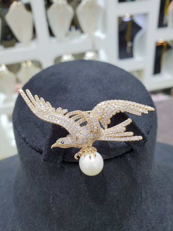 Eagle Diamond Micro Stones Cz Pearl Rose Gold Plated Diamond