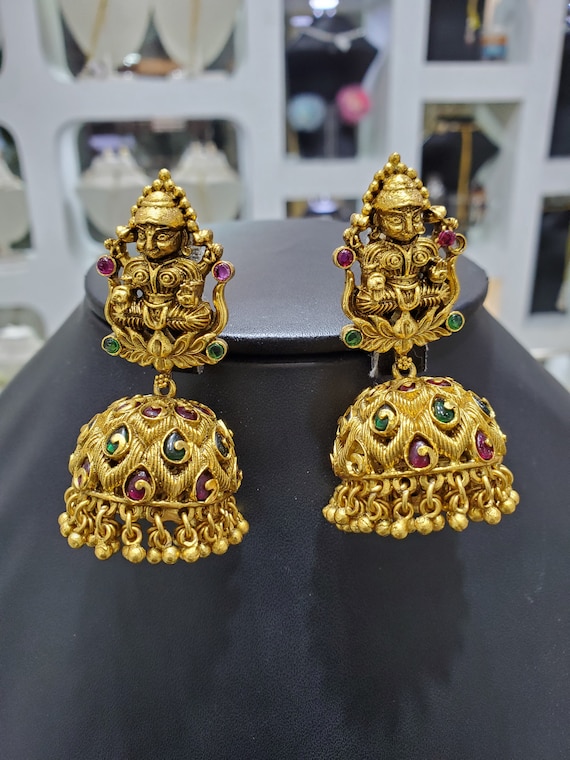 Designer Matte Finish Temple Earrings Set UC-NEW2224 – Urshi Collections
