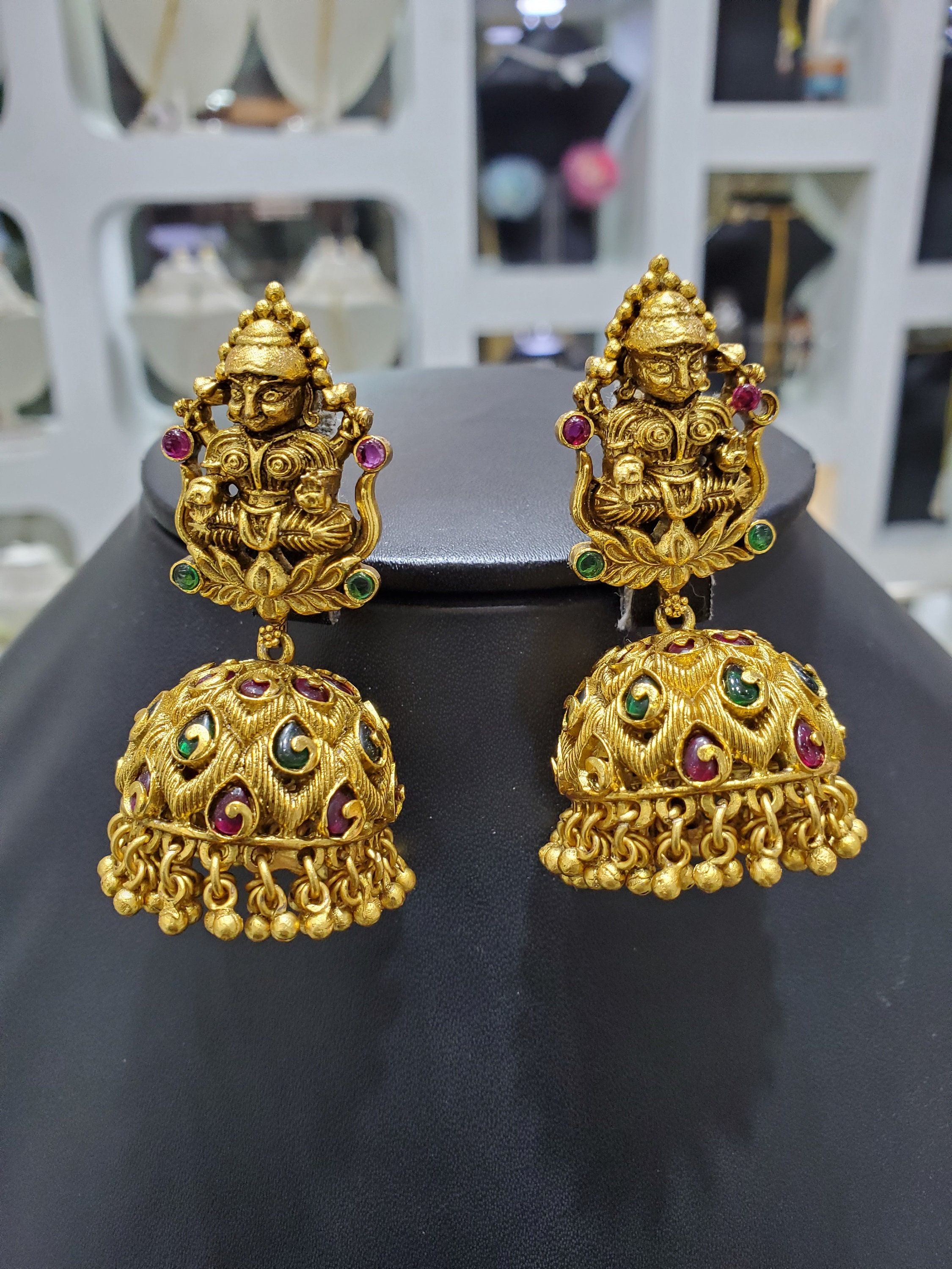 Temple Jewellery - 22K Gold Drop Earrings with Beads - 235-GER15937 in  5.250 Grams