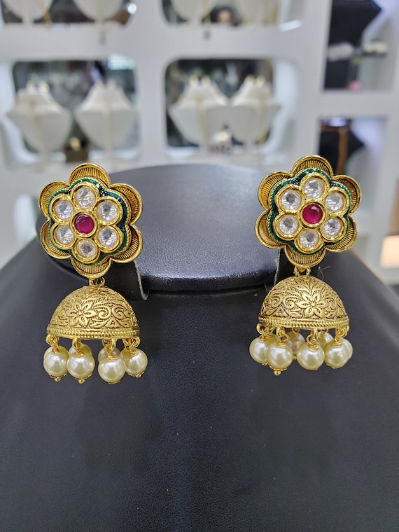 Sabyasachi MOP Mother Pearl Mosonite Kundan Earrings – Swatam Fashion