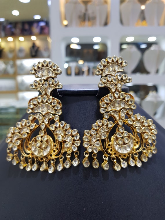 Silver polki deals earrings