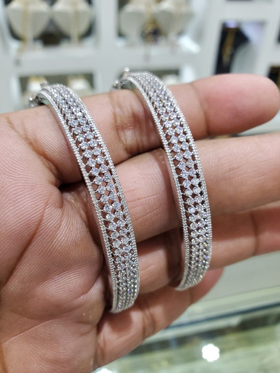 Elegant Solitaire Micro Diamond Cz Stones Openable Bangles diamond