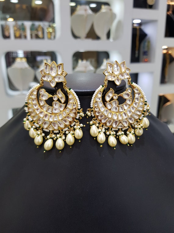 Brass Black,Golden Meenakari Kundan Earrings at Rs 400/pair in Jaipur | ID:  26735670648