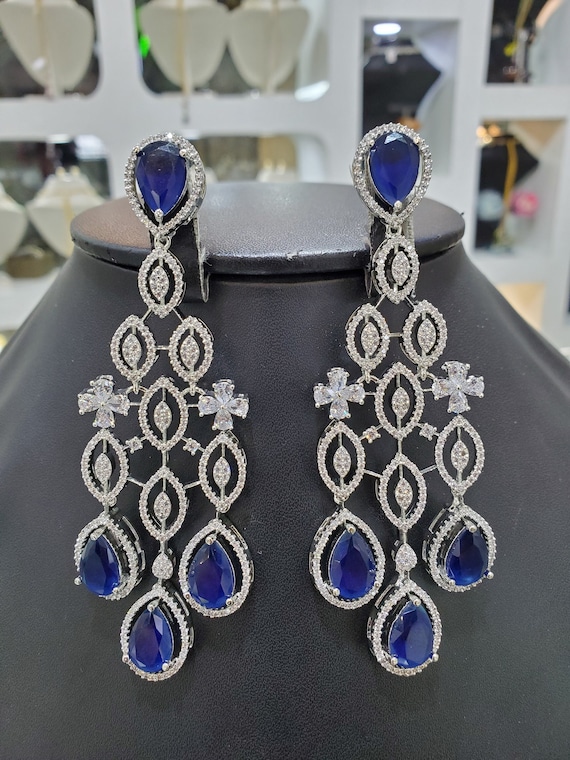 Buy Nusrat Moissanite CZ Silver Earrings | Paksha - Paksha India