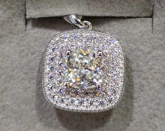 Cushion Cut 4ct Mossianite Diamond Stones 925 Sterling Silver Pendant, Diamond Pendant,Indian Jewelry, Earrings,Swarovski,Jewelry,Mossianite