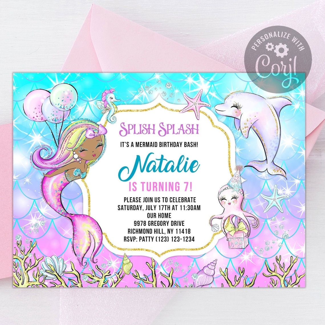 Free Mermaid Pool Party Invitation Printables