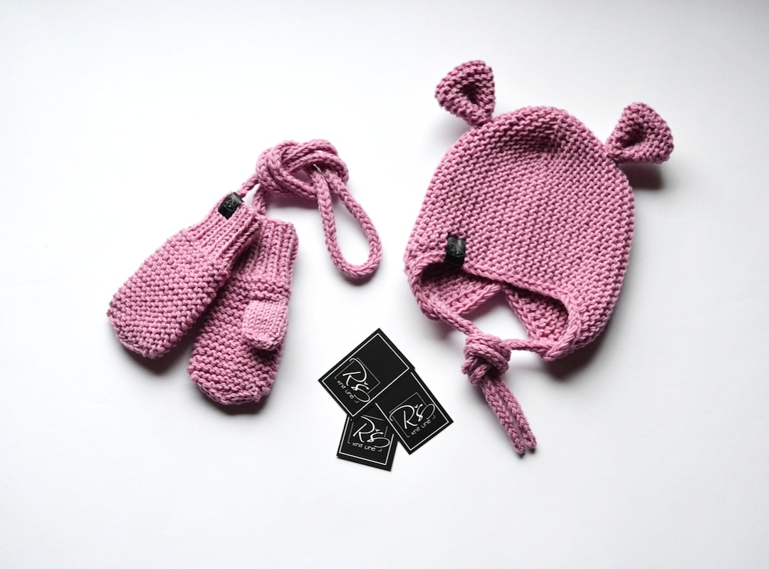 Warm Baby Hat and Gloves Bear Knitted Baby Hat Winter Baby Hat
