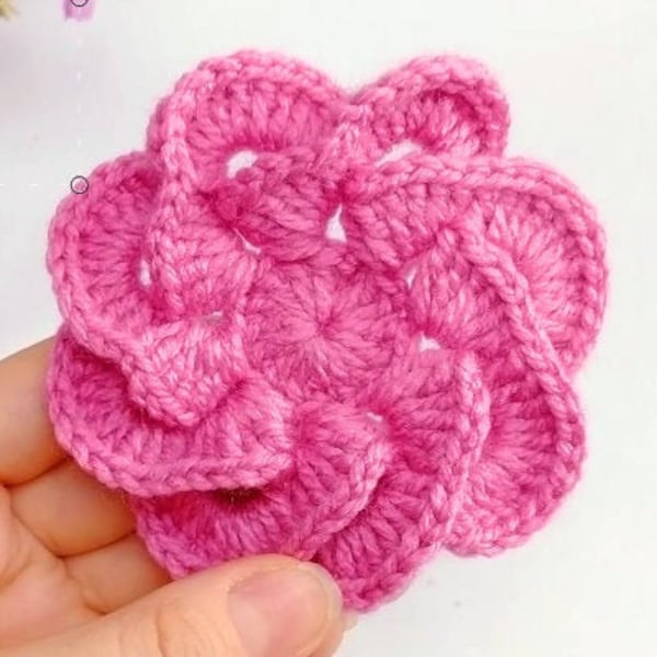 Crochet 3d Flower Etsy