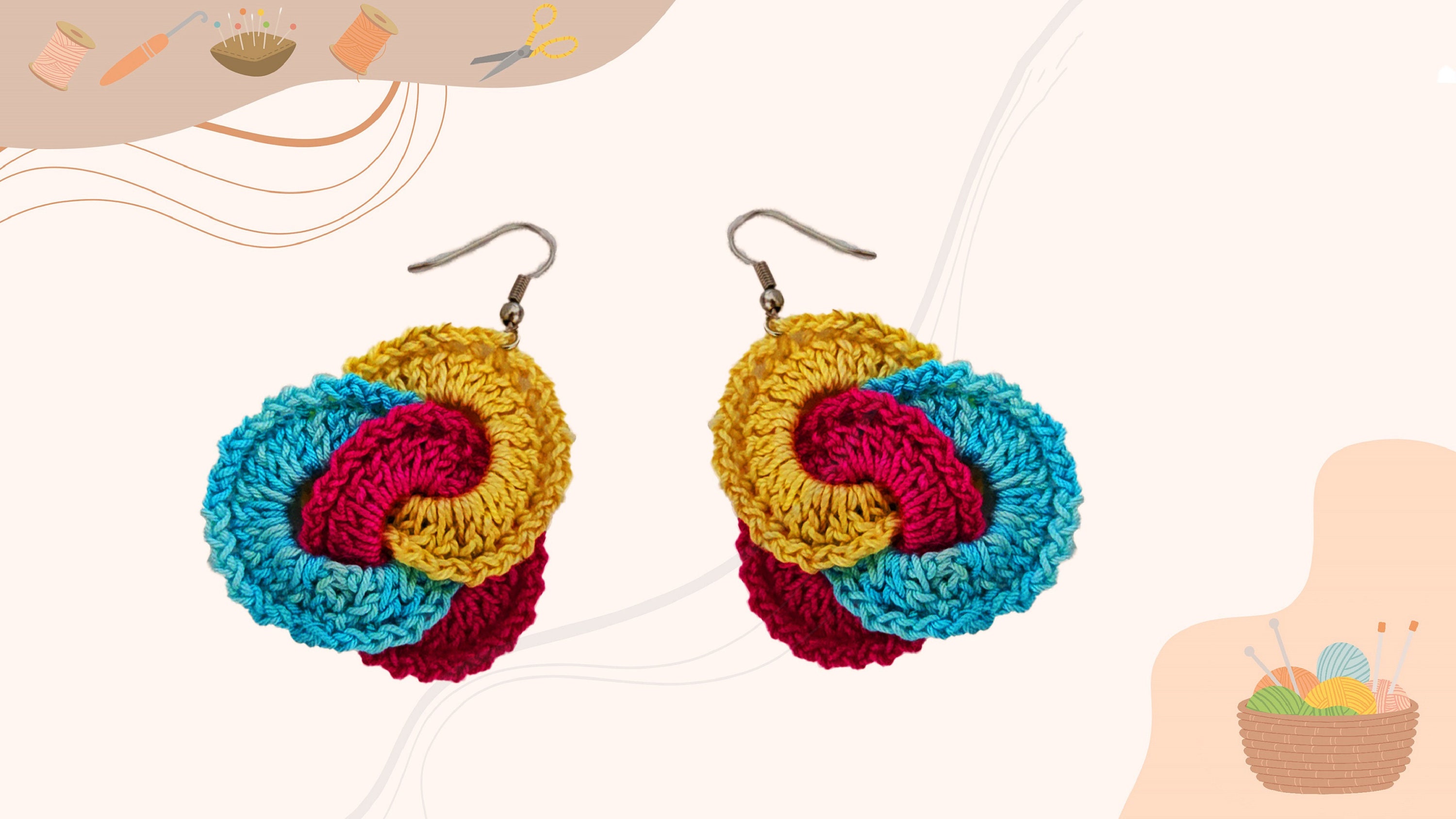 Crochet Circle Earrings Pattern Photo Tutorial Pattern Etsy