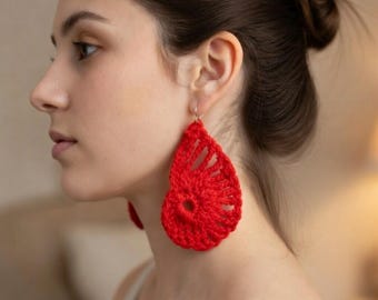 Blatt Ohrringe häkeln: Boho Schmuck PDF + Video Tutorial, einfaches DIY handgemachtes Accessoire, stilvolle Geschenkidee, anfängerfreundlich