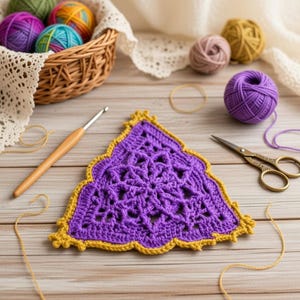 Crochet Triangle Motif Pattern: Irish Lace Granny Square (PDF Pattern)