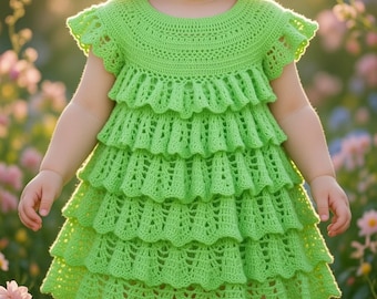 Crochet Baby Dress Pattern: Lacy Infant Outfit PDF + Video Tutorial, Handmade Baby Clothes Preemie, Christening & Gift Idea