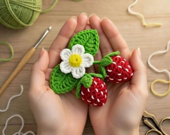 Crochet Strawberry Keychain Pattern: Amigurumi Fruit PDF (US Terms, English Only)