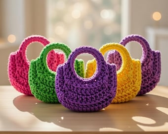 Patroon gehaakte minitas sleutelhanger pdf met videotutorial | Boho zakje bedel | DIY gehaakte tas sleutelhanger | Geschikt voor beginners