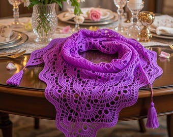 Boho Crochet Triangle Shawl Pattern: Lacy Scarf Wrap (PDF)